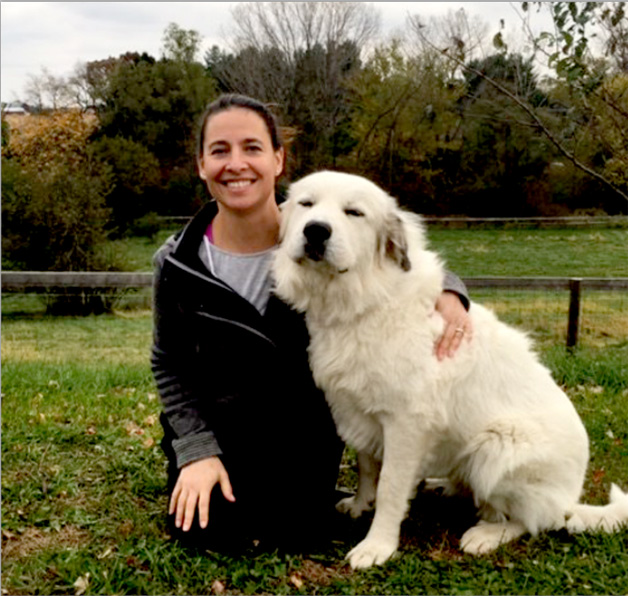 Mable, the Great Pyrenees on the farm with her Pet Parnter Cecelia