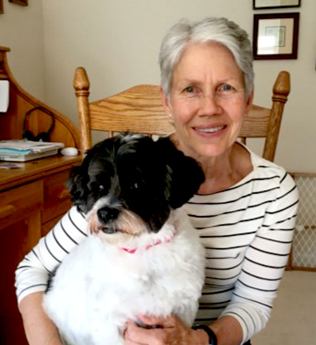 Mary H with her Teddy Bear dog (Shih Tzu Bichon mix) named Happy