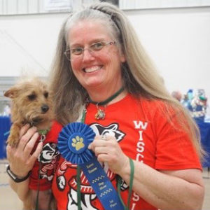 Janet and Chewie with first placed ribbon