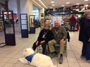 Jan and Bill with Cricket at Barnes and Noble - Pet Partners team