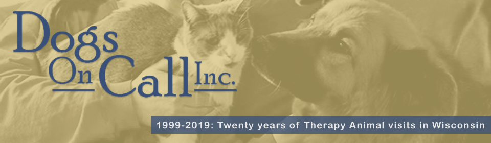 Dogs on Call logo - Twenty years of Therapy Animal visits in Wisconsin!