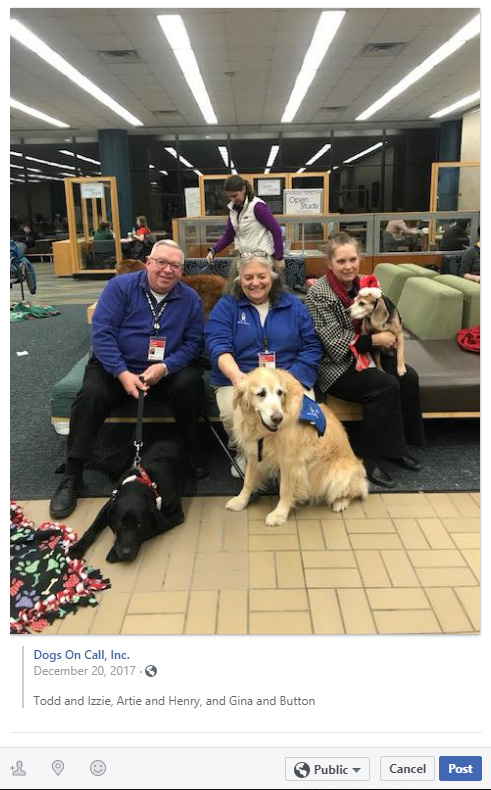 Henry with other therapy dogs (Facebook)