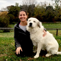 Mable, the Great Pyrenees on the farm with her Pet Parnter Cecelia