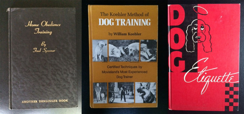 Covers of dog training books from the old days